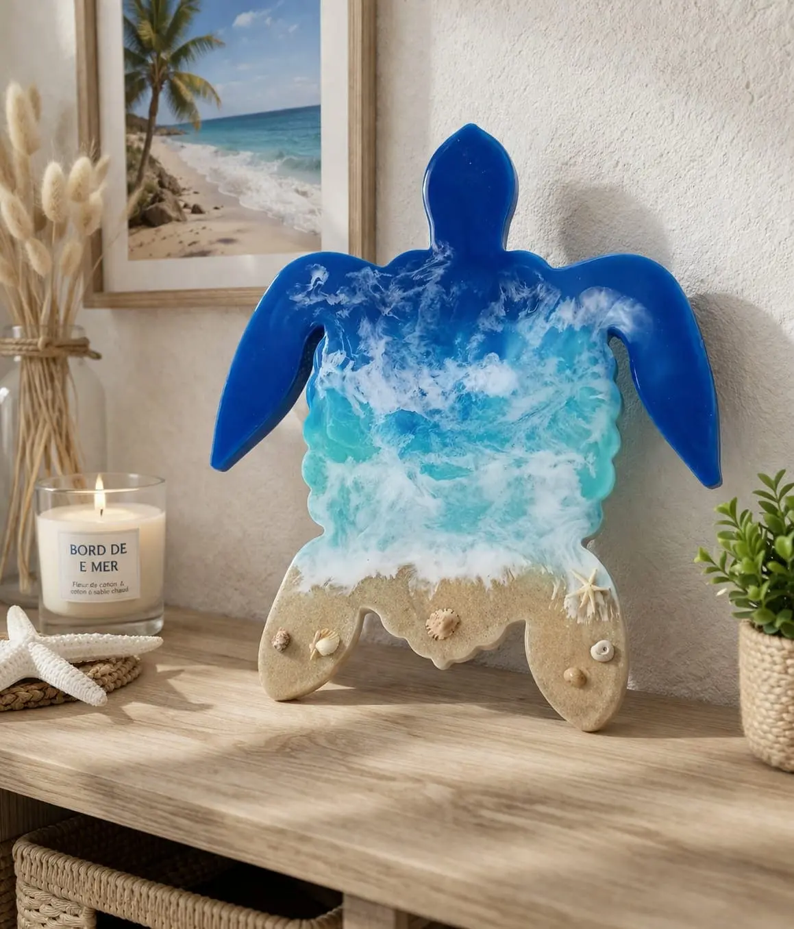 Tortue décorative - Création artisanale en résine époxy inspirée de l'océan
