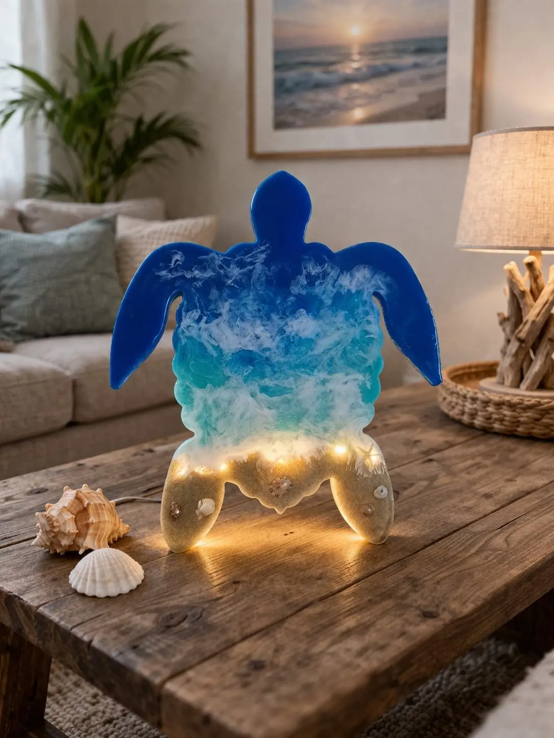 Tortue décorative - Création artisanale en résine époxy inspirée de l'océan