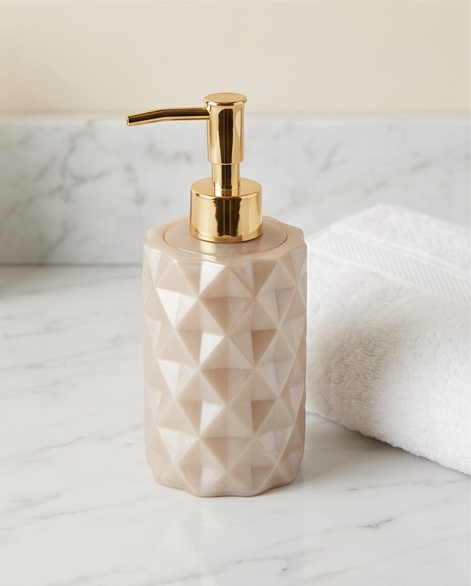 Distributeur de savon artisanal en résine époxy pour salle de bain