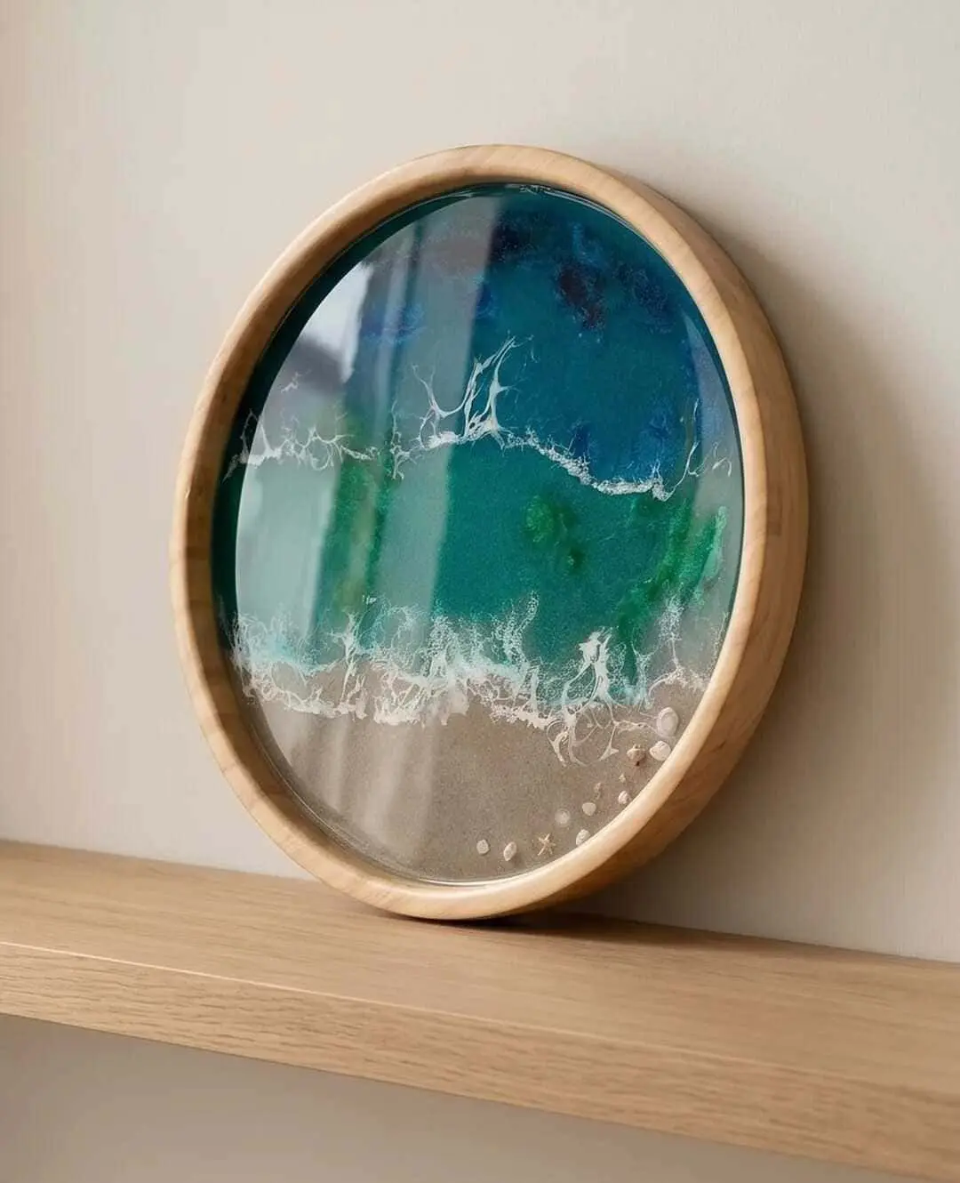 Plateau décoratif en résine époxy artisanal inspirée de l'océan