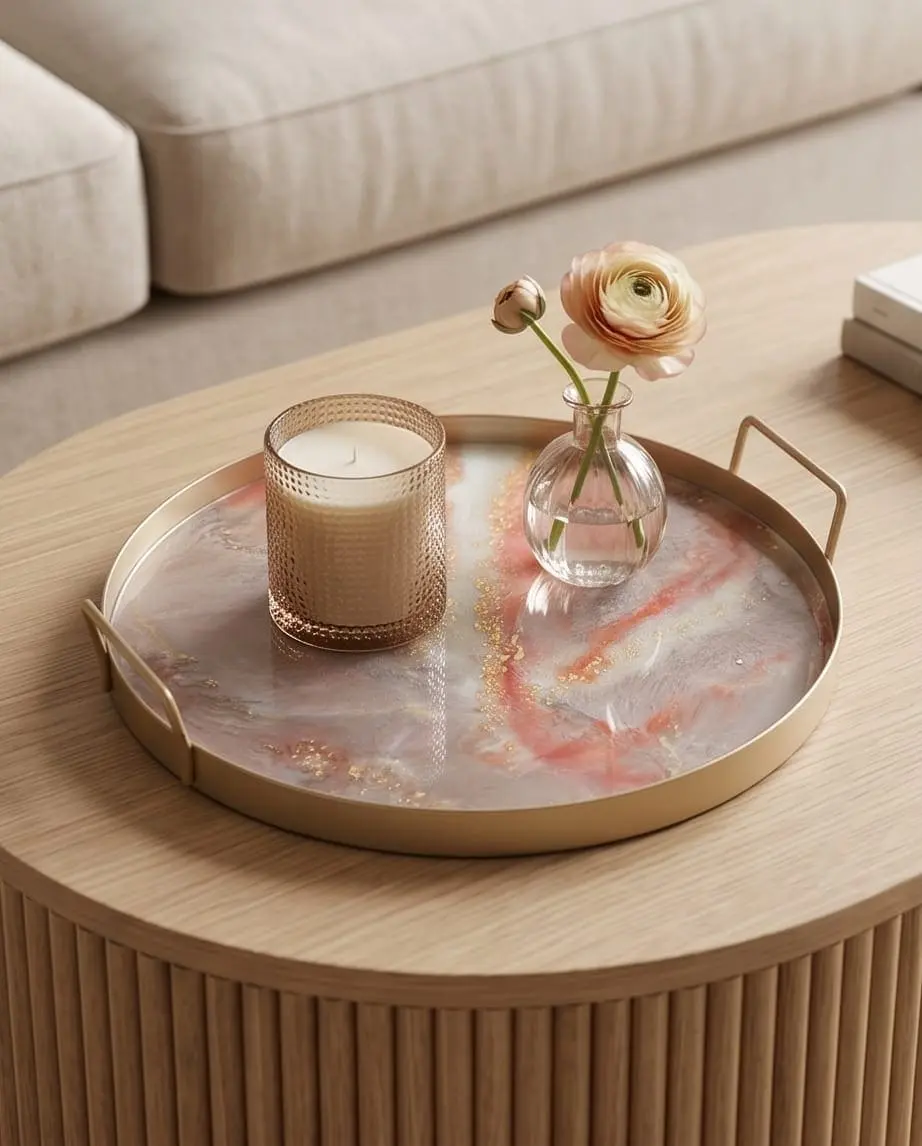 Plateau décoratif création résine époxy