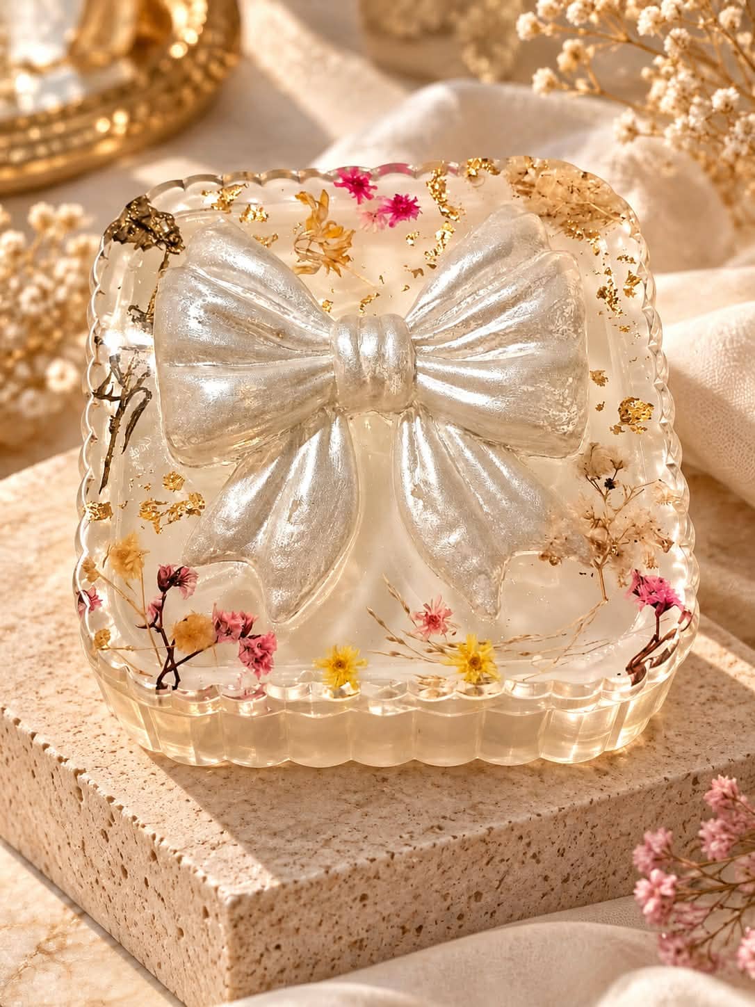 Boîte à bijoux en résine époxy artisanal